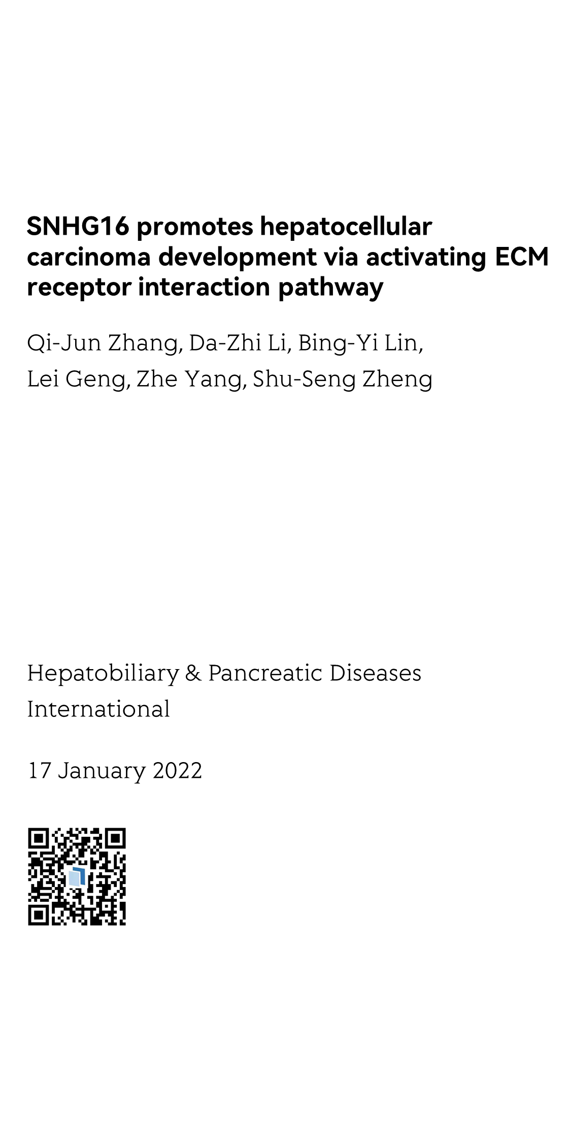Hepatobiliary & Pancreatic Diseases International_1