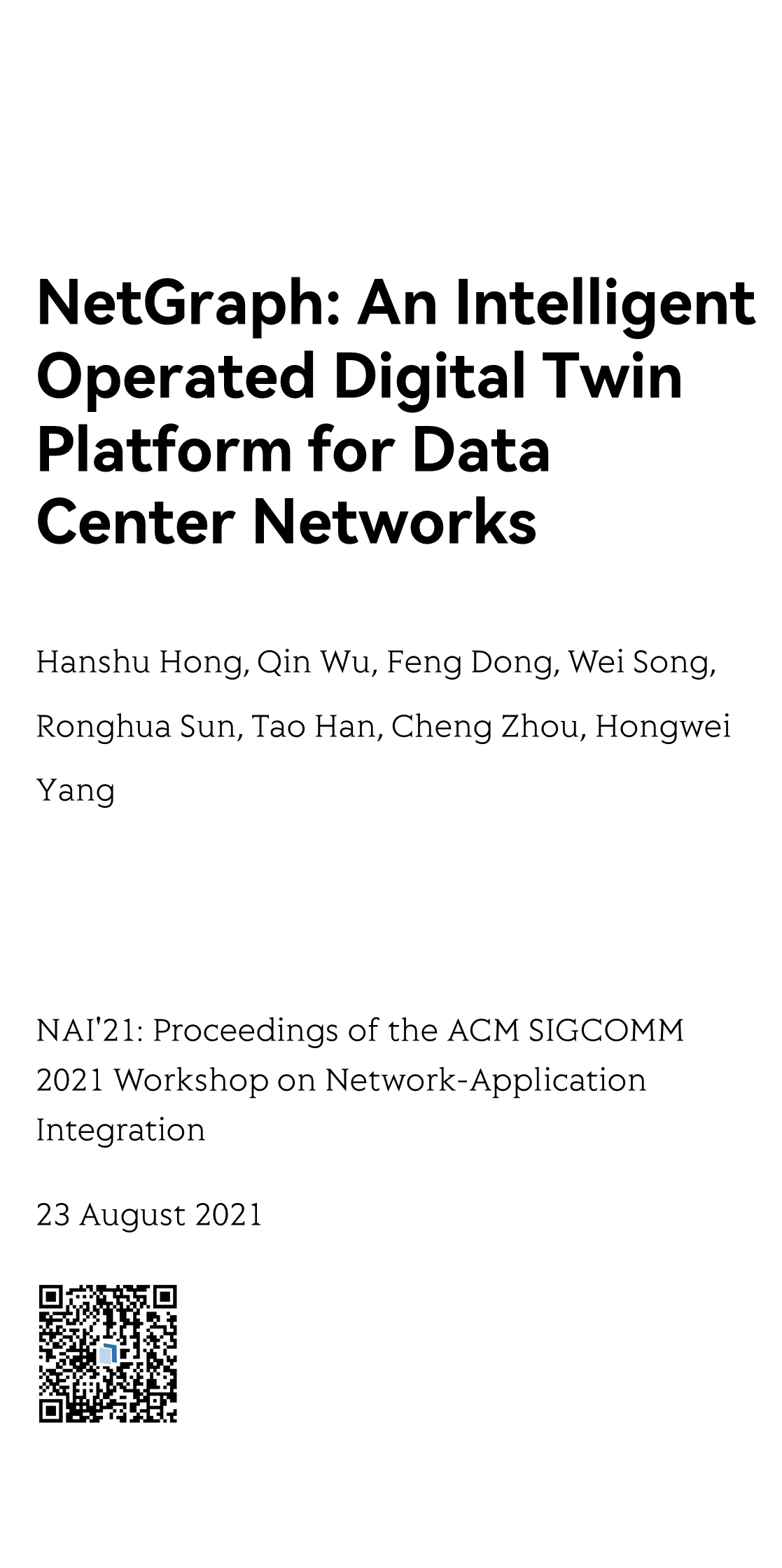 NAI'21: Proceedings of the ACM SIGCOMM 2021 Workshop on Network-Application Integration_1