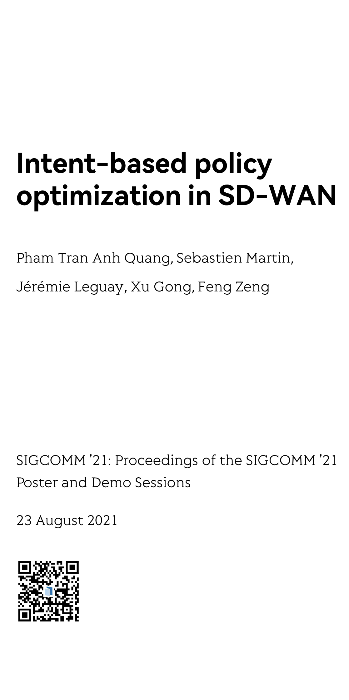 SIGCOMM '21: Proceedings of the SIGCOMM '21 Poster and Demo Sessions_1